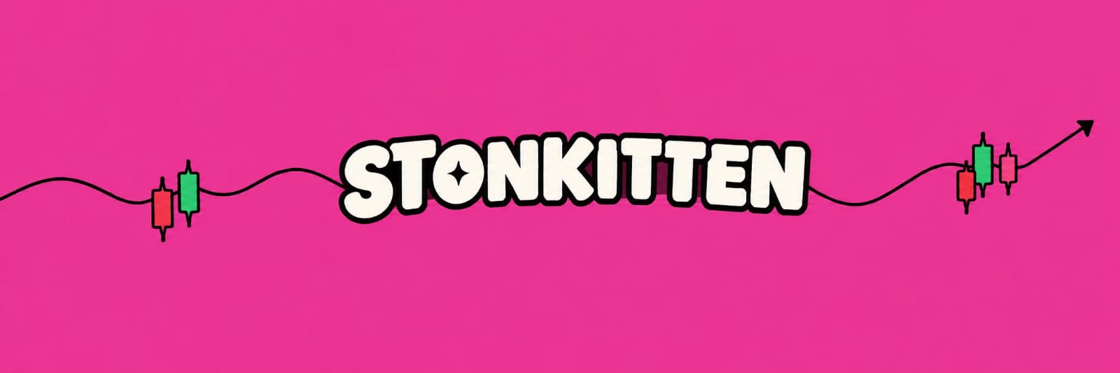 STONKITTEN banner: the wordmark on a rising candlestick chart line